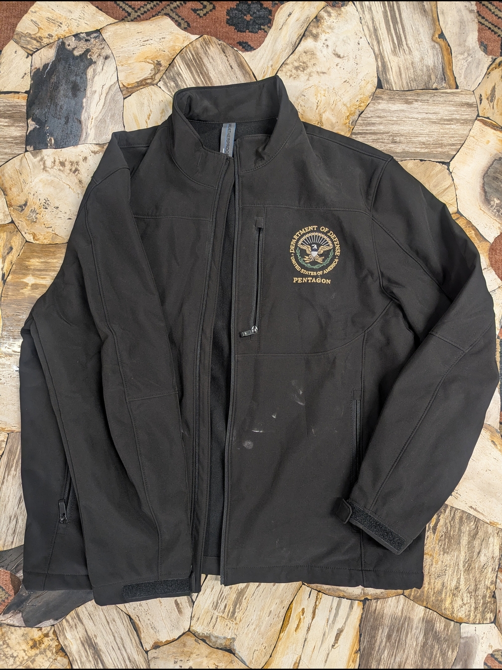 Weatherproof Black Men's Performance Softshell Jacket with Pentagon Emblem